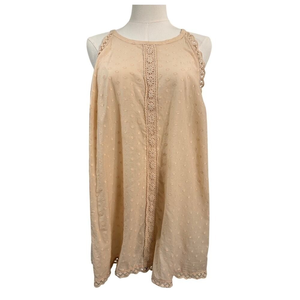 Women's Boho Cottagecore Romantic Swiss Dot Lace Trim Sleeveless Tank Top Torrid